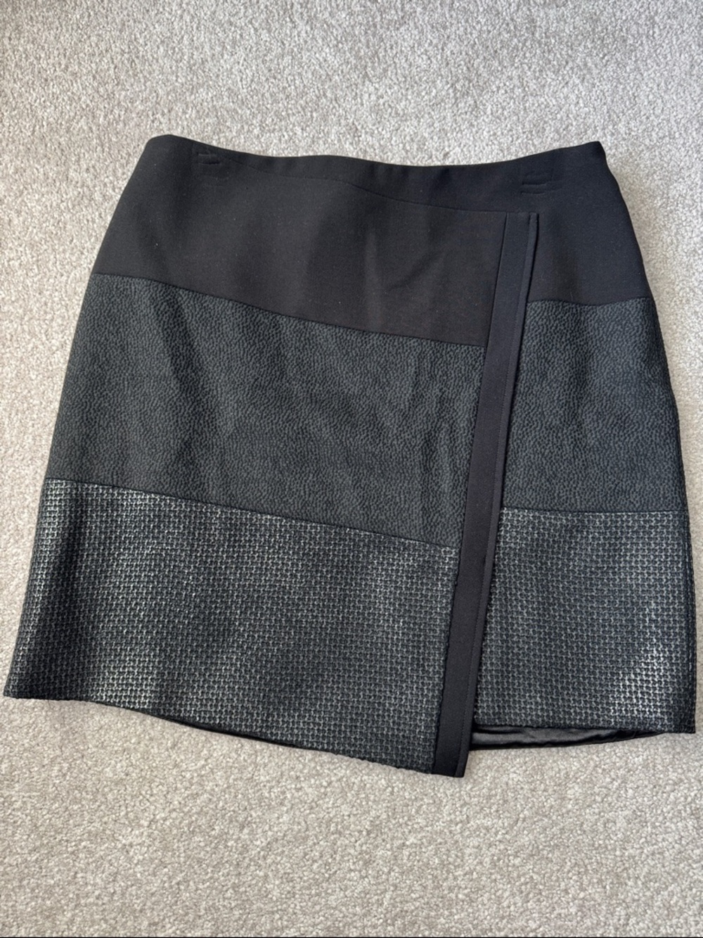 White House Black Market Black Mixed-Texture Mini Skirt